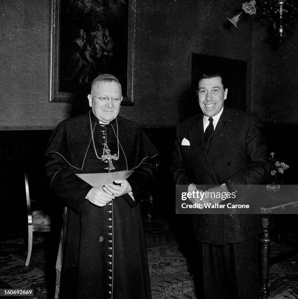 Rendezvous With Fernandel In Rome. Rome- 1953- Rencontre avec FERNANDEL à Rome accompagné de Monseigneur FELTIN.