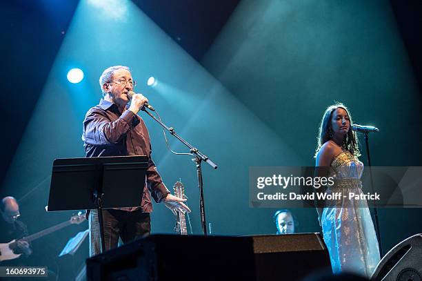 Idir and Tanina Cheriet perform at L'Olympia on February 4, 2013 in Paris, France.