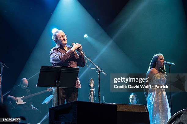 Idir and Tanina Cheriet perform at L'Olympia on February 4, 2013 in Paris, France.