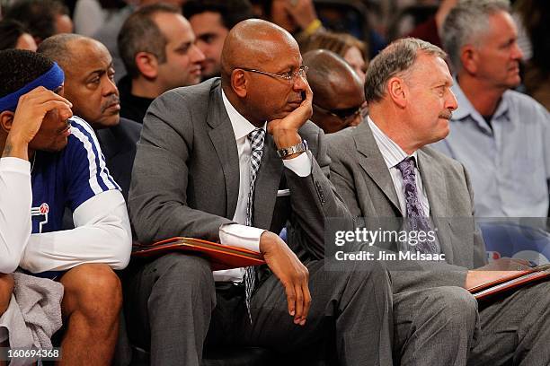 New York Knicks assistant coach Darrell Walker looks on during a game against the Atlanta Hawks at Madison Square Garden on January 27, 2013 in New...