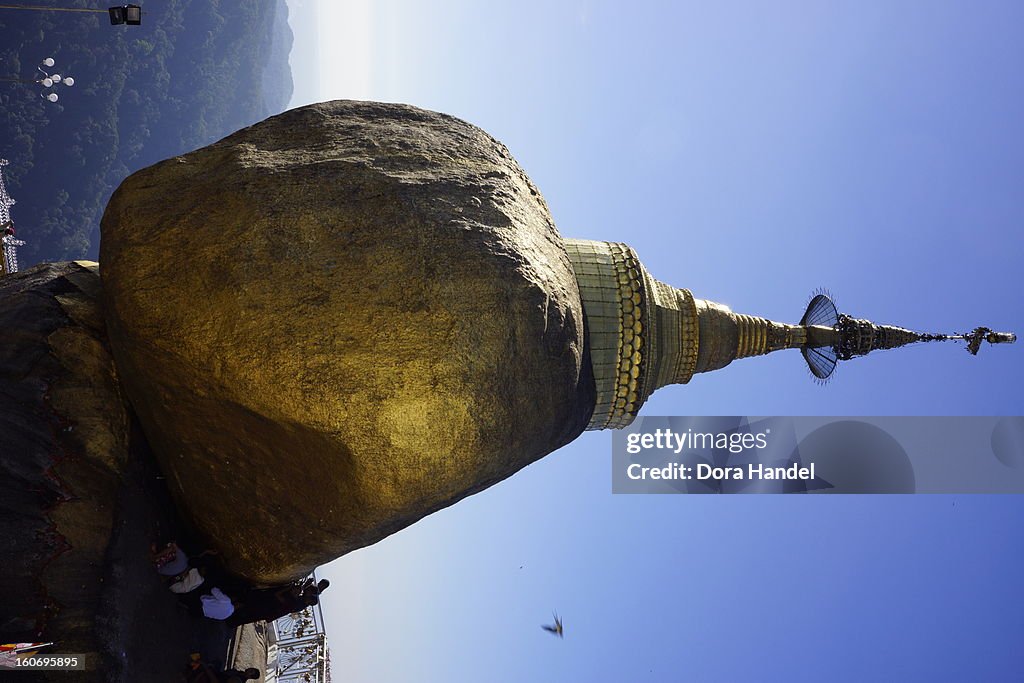 Golden Rock boulder Stupa