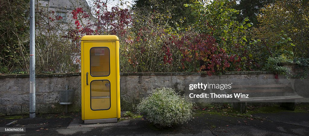 Old Yellow Phone Booth