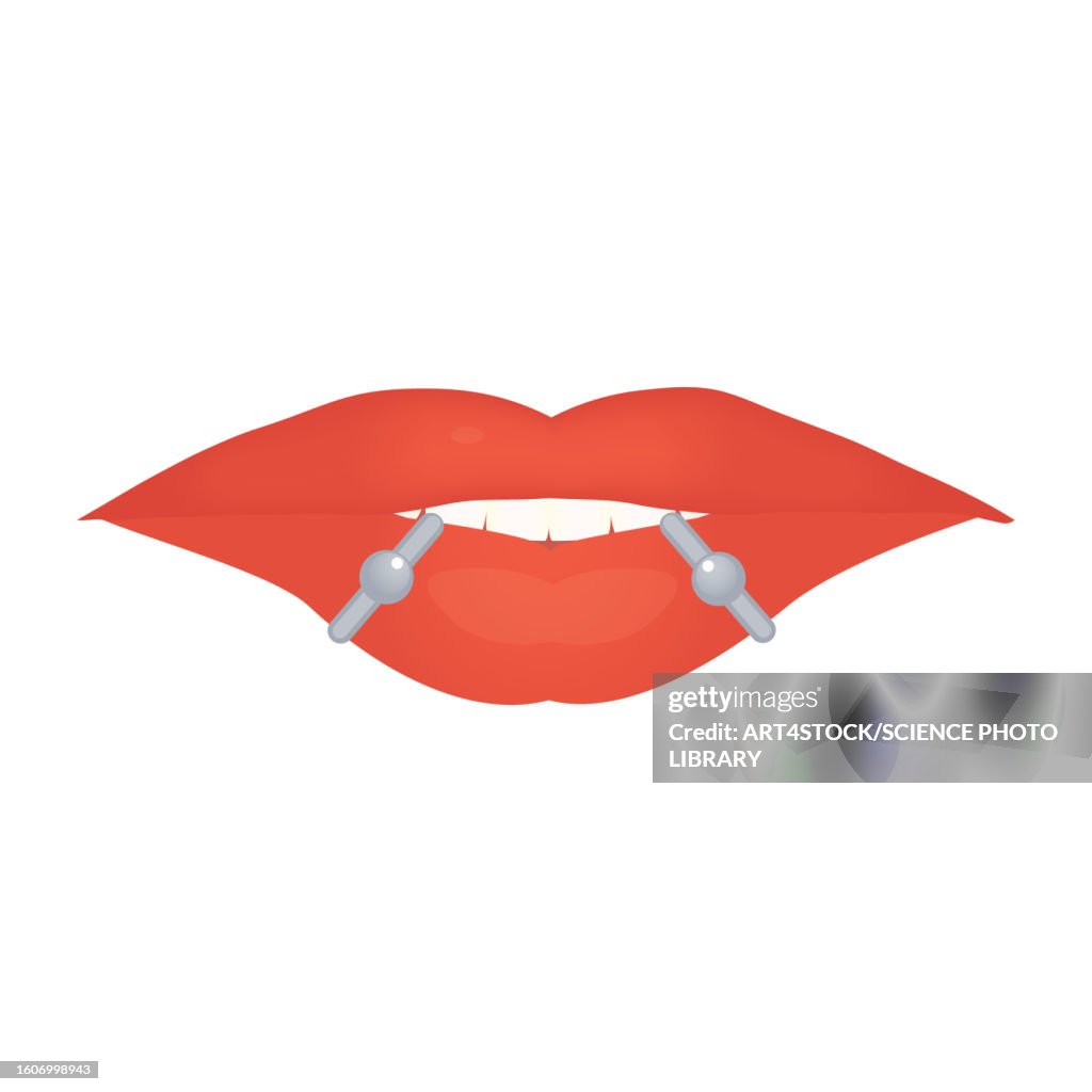 Lip piercing, illustration