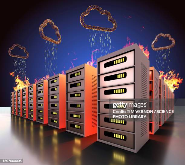 data recovery from cloud storage, conceptual illustration - fire stock illustrations