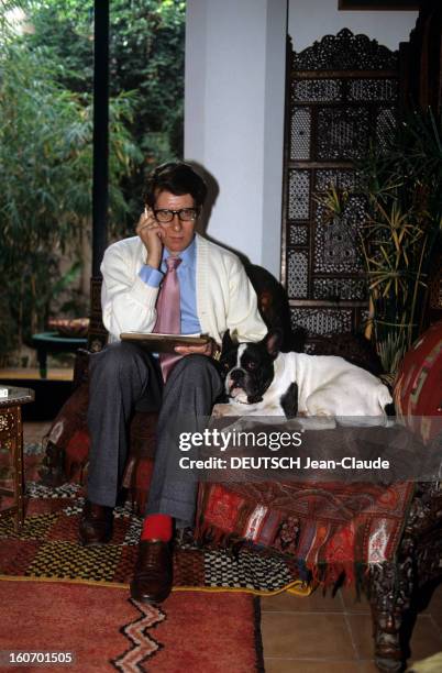 Rendezvous With Yves Saint-laurent In His Palace In Marrakech. Marrakech- novembre 1983- Chaque hiver, Yves SAINT-LAURENT retrouve les terrasses de...