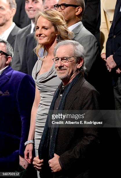 Actress Helen Hunt and director Steven Spielberg attend the 85th Academy Awards Nominations Luncheon at The Beverly Hilton Hotel on February 4, 2013...