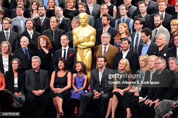 Oscar Nominees pose together for the 85th Academy Awards Nominations Luncheon at The Beverly Hilton Hotel on February 4, 2013 in Beverly Hills,...