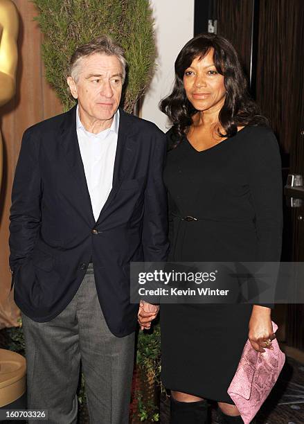 Actor Robert De Niro and Grace Hightower attend the 85th Academy Awards Nominations Luncheon at The Beverly Hilton Hotel on February 4, 2013 in...