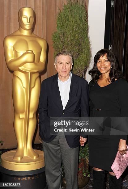 Actor Robert De Niro and Grace Hightower attend the 85th Academy Awards Nominations Luncheon at The Beverly Hilton Hotel on February 4, 2013 in...