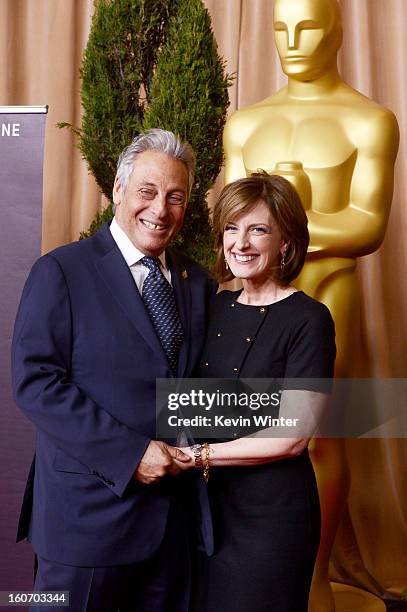 President Hawk Koch and Disney Media Networks Co-Chair Anne Sweeney attend the 85th Academy Awards Nominations Luncheon at The Beverly Hilton Hotel...