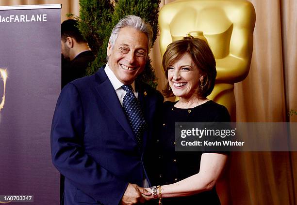 President Hawk Koch and Disney Media Networks Co-Chair Anne Sweeney attend the 85th Academy Awards Nominations Luncheon at The Beverly Hilton Hotel...