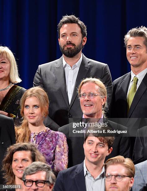 Director/actor Ben Affleck, actress Amy Adams, sound editor Per Hallberg, producer Ellen De Waele and director Benh Zeitlin pose together for the...