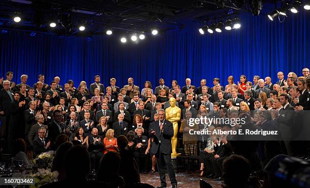 Oscar Nominees pose together for the 85th Academy Awards Nominations Luncheon at The Beverly Hilton Hotel on February 4, 2013 in Beverly Hills,...