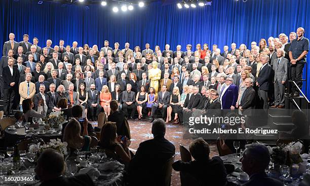 Oscar Nominees pose together for the 85th Academy Awards Nominations Luncheon at The Beverly Hilton Hotel on February 4, 2013 in Beverly Hills,...