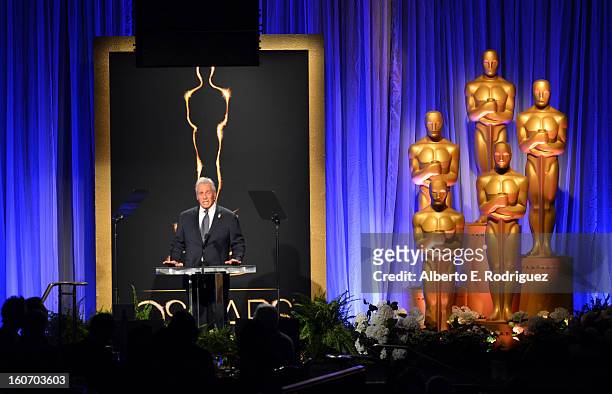 President Hawk Koch speaks at the 85th Academy Awards Nominations Luncheon at The Beverly Hilton Hotel on February 4, 2013 in Beverly Hills,...