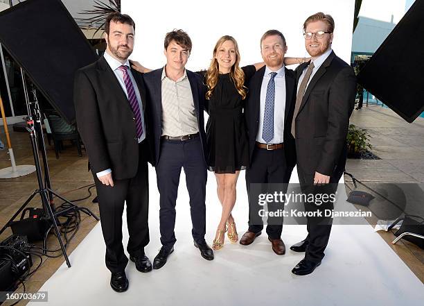 Producer Josh Penn; writer/director Benh Zeitlin; writer Lucy Alibar; producer Michael Gottwald; and producer Dan Janvey pose for a portrait during...