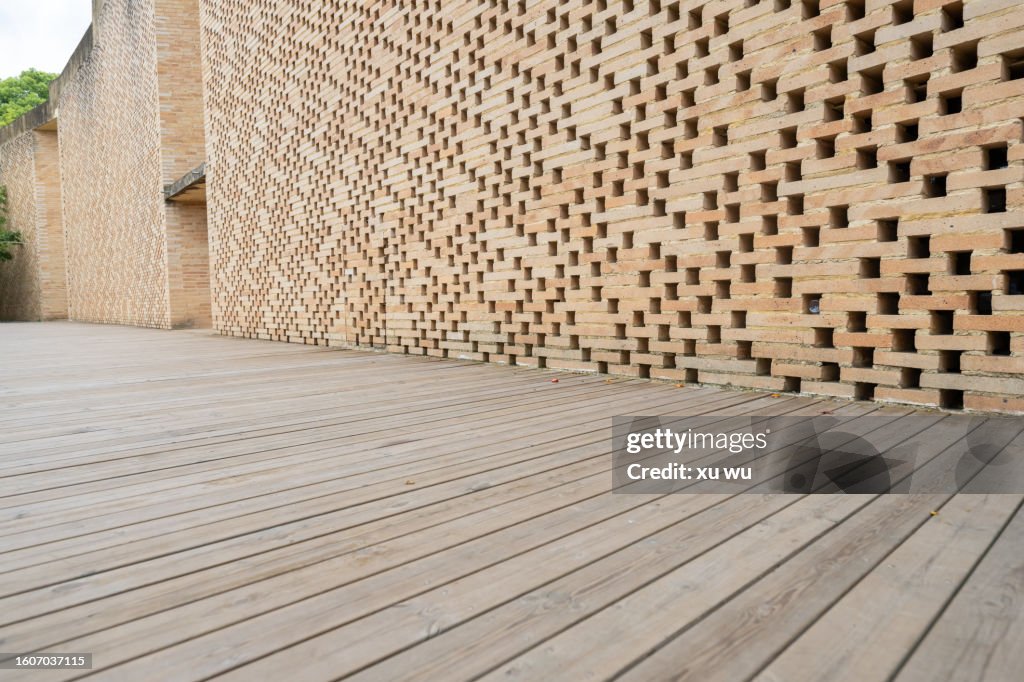 Wooden floor brick wall corner