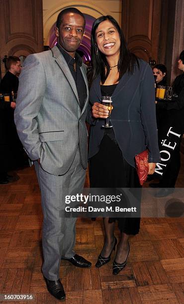 Adrian Lester and Lolita Chakrabarti attend the London Evening Standard British Film Awards at the London Film Museum on February 4, 2013 in London,...