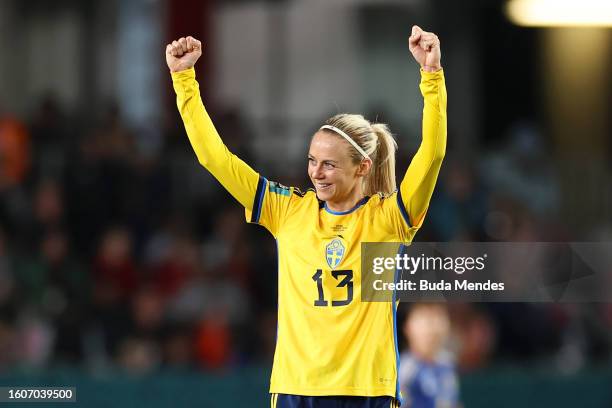 Amanda Ilestedt of Sweden celebrates after scoring her team's first goal during the FIFA Women's World Cup Australia & New Zealand 2023 Quarter Final...