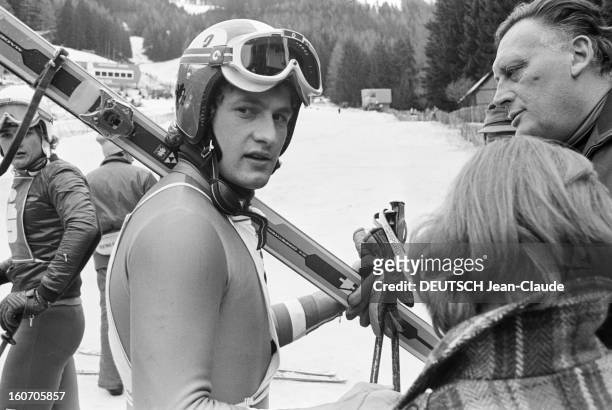 Rendezvous With Franz Klammer. En Autriche, en montagne, lors de la coupe du monde de ski alpin 1975, Franz KLAMMER, skieur autrichien, en...
