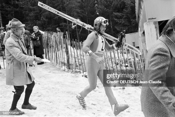 Rendezvous With Franz Klammer. En Autriche, en montagne, lors de la coupe du monde de ski alpin 1975, Franz KLAMMER, skieur autrichien, en...