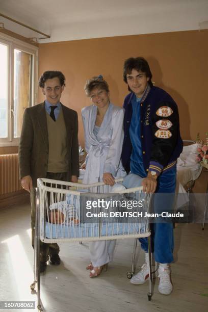 Rendezvous With Henri Leconte And His Wife Brigitte For The Birth Of Maxim. Neuilly- mars 1986- A l'occasion de la naissance Maxime, portrait de la...