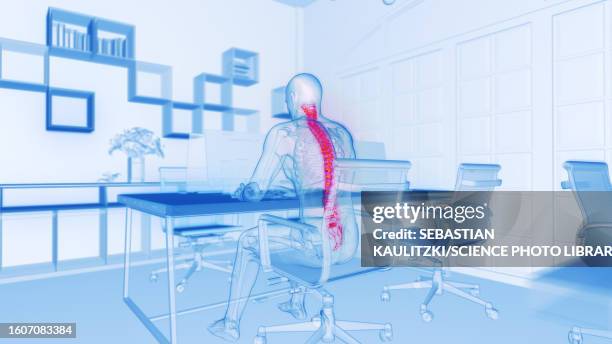 back pain at work, illustration - occupational health stock-grafiken, -clipart, -cartoons und -symbole
