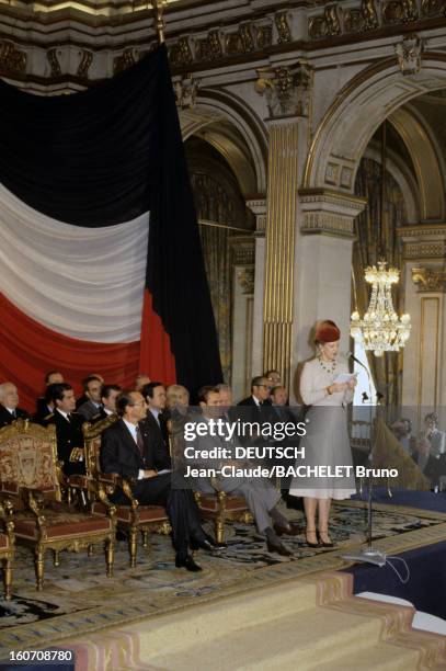Official Visit Of Margrethe And Henrik Of Denmark In France. En France, à Paris, en octobre 1978, lors d'une visite officielle, Jacques CHIRAC, maire...