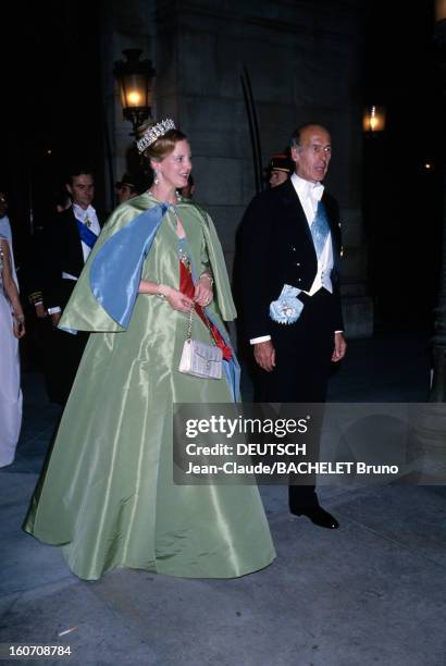 Official Visit Of Margrethe And Henrik Of Denmark In France. En France, à Paris, en octobre 1978, lors d'une visite officielle, la Reine Margrethe II...