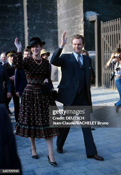 Official Visit Of Margrethe And Henrik Of Denmark In France. En France, en Champagne, en octobre 1978, lors d'une visite officielle, la Reine...