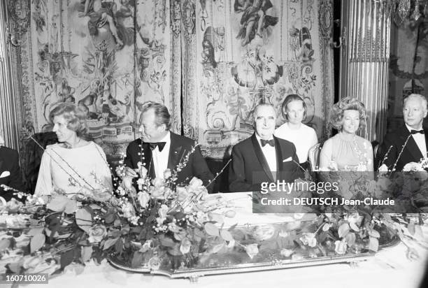 Franco-german Summit Of 1973. Paris - 23 janvier 1973 - Au Palais de l'Elysée, à l'occasion d'un dîner lors du sommet franco-allemand pour le 10e...