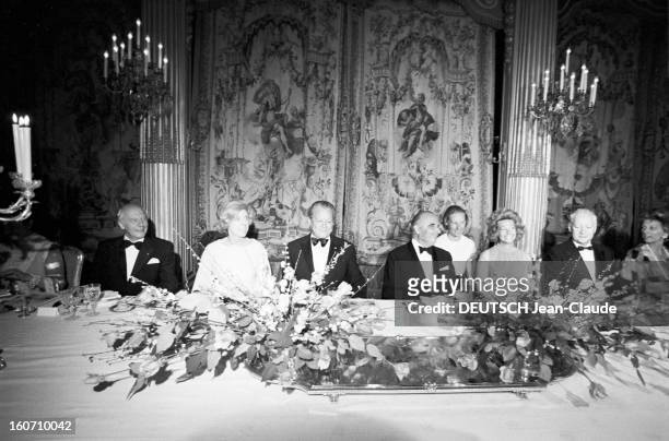 Franco-german Summit Of 1973. Paris - 23 janvier 1973 - Au Palais de l'Elysée, à l'occasion d'un dîner lors du sommet franco-allemand pour le 10e...