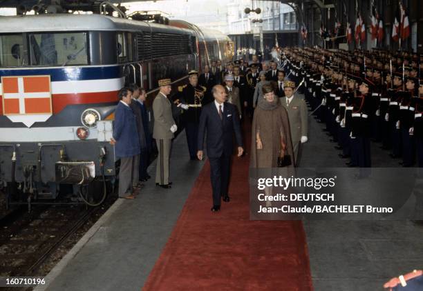 Official Visit Of Margrethe And Henrik Of Denmark In France. En France, à Paris, en octobre 1978, lors d'une visite officielle, Valéry GISCARD...