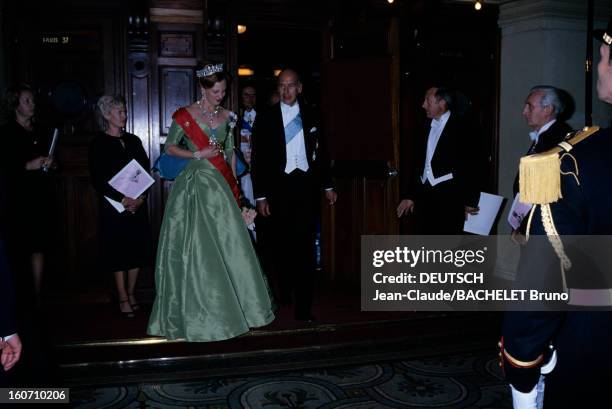 Official Visit Of Margrethe And Henrik Of Denmark In France. En France, à Paris, en octobre 1978, lors d'une visite officielle, la Reine Margrethe II...