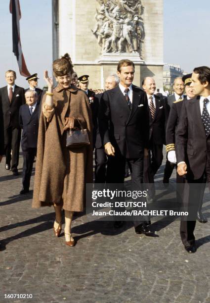 Official Visit Of Margrethe And Henrik Of Denmark In France. En France, à Paris, en octobre 1978, lors d'une visite officielle, la Reine Margrethe II...