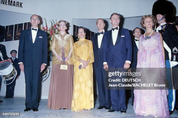 Official Visit Of Margrethe And Henrik Of Denmark In France. En France, à Paris, en octobre 1978, lors d'une visite officielle, de gauche à droite,...