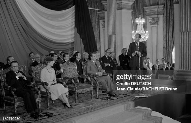 Official Visit Of Margrethe And Henrik Of Denmark In France. En France, à Paris, en octobre 1978, Jacques CHIRAC, maire de Paris, prononçant un...