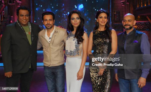 Anurag Basu, Emraan Hashmi, Humaima Malick, Sonali Bendre and Vijay Krishna Acharya attend the 'RAJA NATWARLAL' film photocall on August 11, 2014 in...