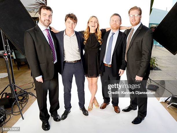 Producer Josh Penn; writer/director Benh Zeitlin; writer Lucy Alibar; producer Michael Gottwald; and producer Dan Janvey pose for a portrait during...