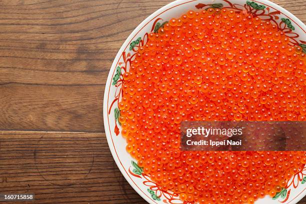 fresh salmon roe from hokkaido, japan - ikura bildbanksfoton och bilder