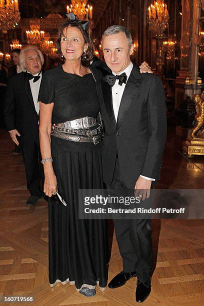 Princess Milena of Liechtenstein and Herve Van Der Straeten attend the gala dinner of Professor David Khayat's association 'AVEC', at Chateau de...
