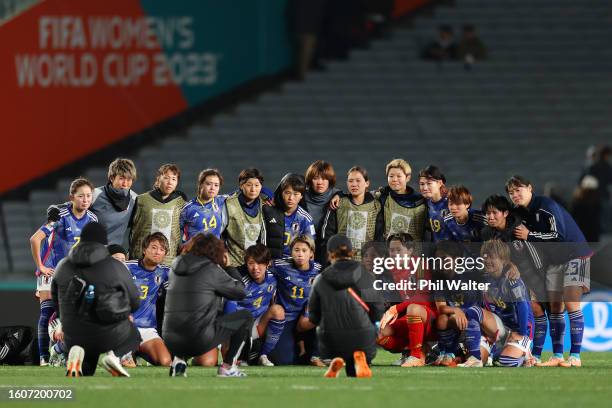 Japan players react after the team's 1-2 defeat and elimination from the tournament following the FIFA Women's World Cup Australia & New Zealand 2023...