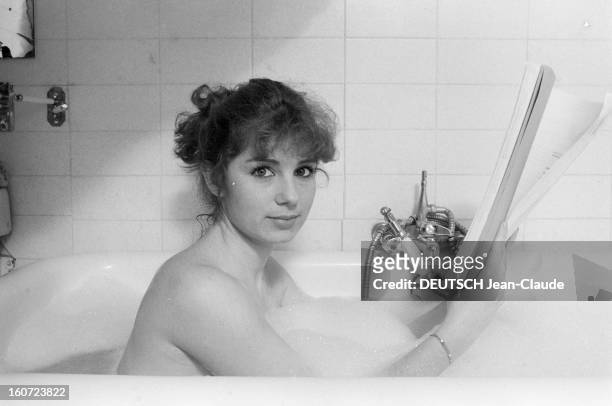 Veronique Genest, Actress. France, février 1981, Close-up avec Véronique GENEST, 22 ans, actrice qui succède à Catherine Hessling et Martine Carole...