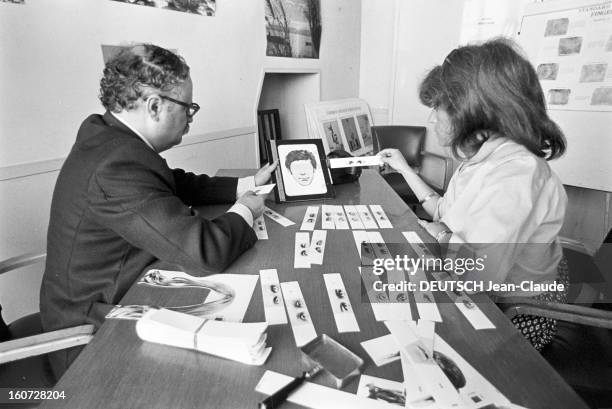 Police, Judicial Identity, Making Of A Photofit. Paris- 2 Septembre 1977- Reportage sur la Police, l'identité judiciaire et la réalisation d'un...