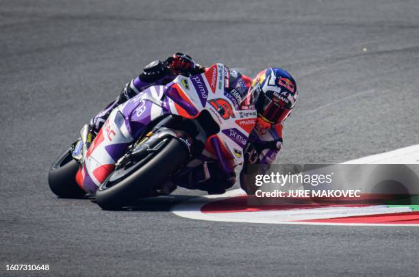 Prima Pramac Racing French rider Johann Zarco drives during the practice session at the Red Bull Ring race track in Spielberg bei Knittelfeld,...