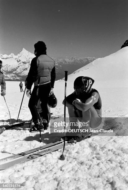 Speed Skiing, Launched Kilometer Zermatt, Switzerland. En Suisse à Zermatt et en Italie à Cervinia, compétition de ski de vitesse au kilomètre lancé...