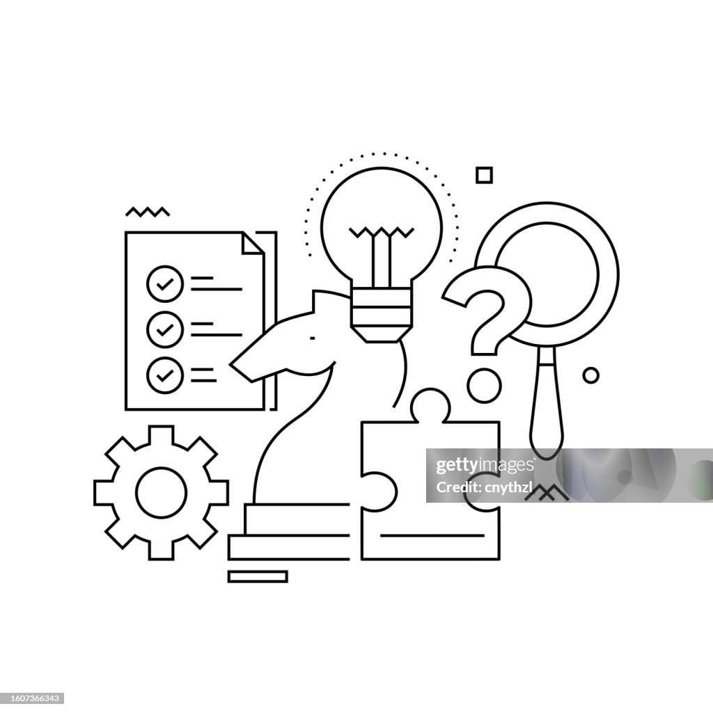 Solution Configutation Vector Image Vector Set Of Illustration Solution Concept Line Art Style Background ...