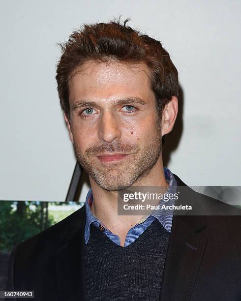 Actor David Julian Hirsh attends the "Twist Of Faith" Los Angeles premiere at the Stephen S. Wise temple on February 4, 2013 in Los Angeles,...