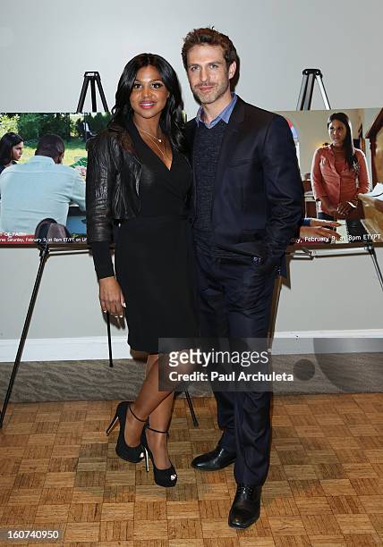 Actress / Singer Toni Braxton and Actor David Julian Hirsh attend the "Twist Of Faith" Los Angeles premiere at the Stephen S. Wise temple on February...