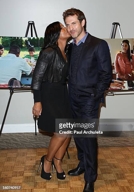 Actress / Singer Toni Braxton and Actor David Julian Hirsh attend the "Twist Of Faith" Los Angeles premiere at the Stephen S. Wise temple on February...